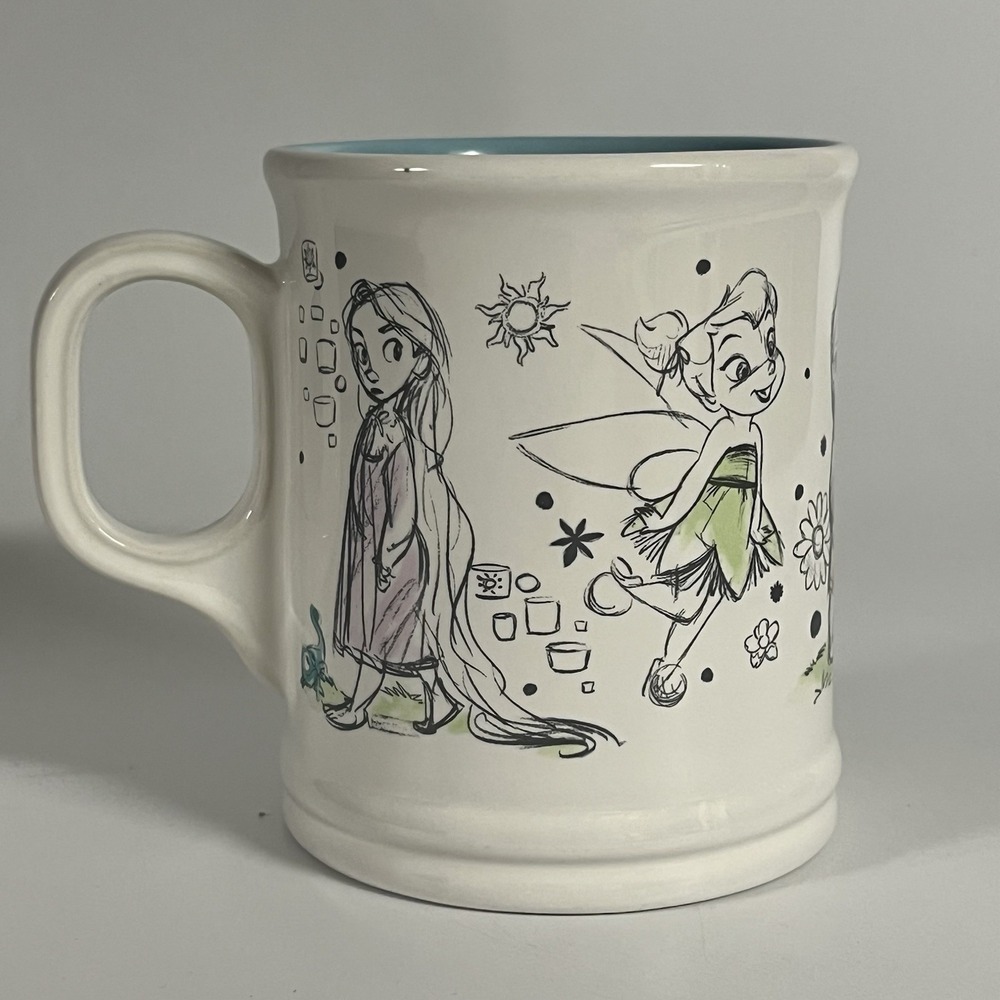 Disney Animator Princess Sketch Mug, Snow White Jasmine Rapunzal TinkerBell - Picture 3 of 8